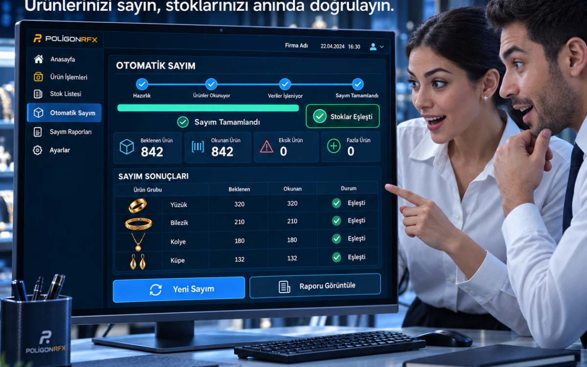 PoligonRFX RFID otomatik ürün sayımı ve kuyumcu stok kontrolü