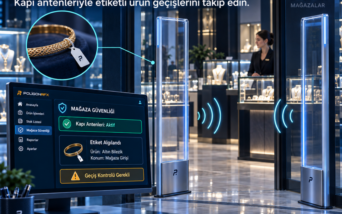 PoligonRFX RFID akıllı kuyumcu mağaza güvenliği ve ürün takibi